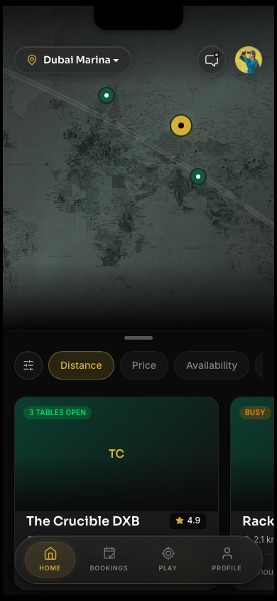 Snook A Look home screen showing nearby clubs